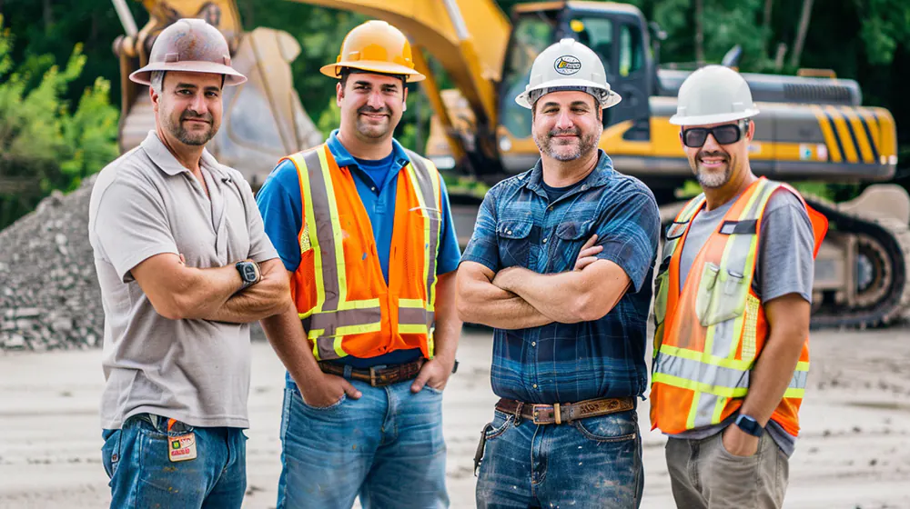 A team of construction workers smiling